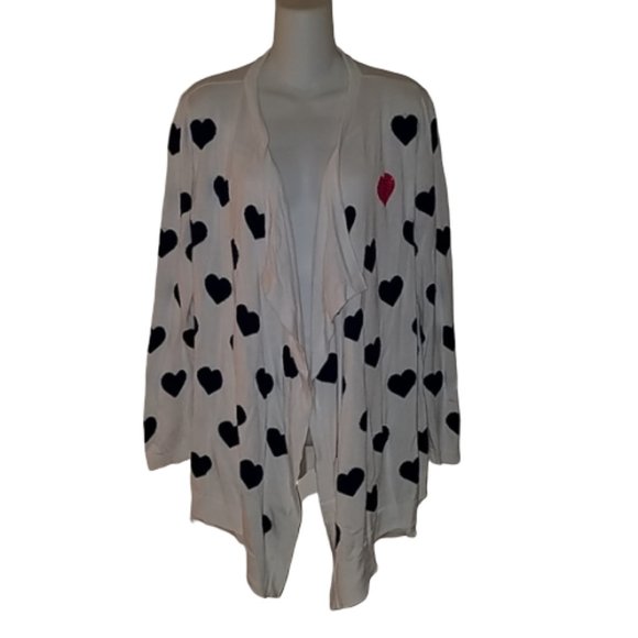 Faith & Zoe Intarsia Heart Sweater Cardigan - Picture 2 of 9